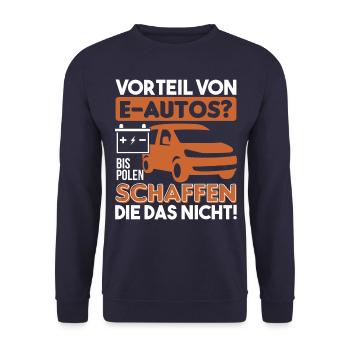Anti e-car - Unisex Sweatshirt - navy - Front - Alina (178cm) & Michal (187cm)