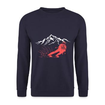 SKI ABFAHRT SKIE SKIER SKI SKIFAHRER BERG SCHNEE - Unisex Pullover - Navy - Vorne - Alina (178cm) & Michal (187cm)