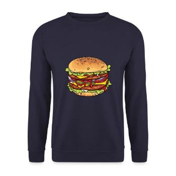 Burger - Unisex Pullover - Navy - Vorne - Alina (178cm) & Michal (187cm)