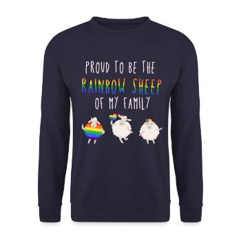 proud to be the rainbow sheep of my family - Unisex Sweatshirt - navy - Front - Alina (178cm) & Michal (187cm)