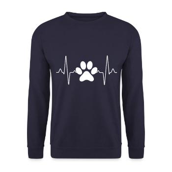 Pfote Herzschlag - Unisex Pullover - Navy - Vorne - Alina (178cm) & Michal (187cm)