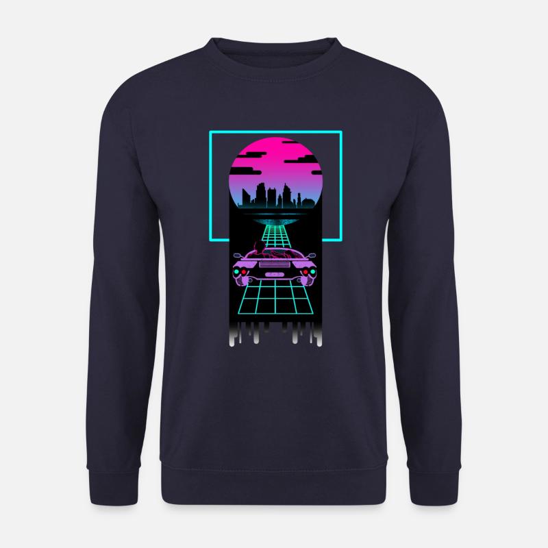 Synthwave Design pour Couples Amour - Sweat-shirt Unisexe - marine