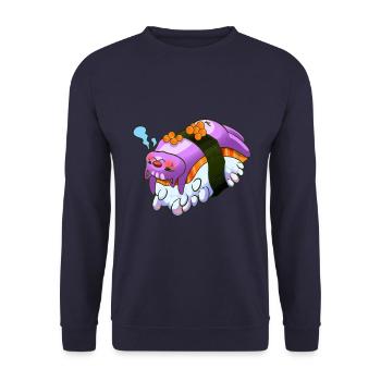 Kawaii Maki Sushi Japonais Drôle de chat - Sweat-shirt Unisexe - marine - Devant - Alina (178cm) & Michal (187cm)