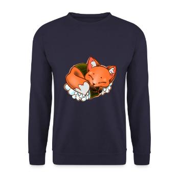 Cute Fox Japanese Sushi - Unisex Sweatshirt - navy - Front - Alina (178cm) & Michal (187cm)