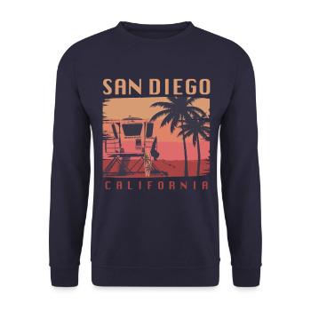 San Diego California Surfing - Unisex Sweatshirt - navy - Front - Alina (178cm) & Michal (187cm)