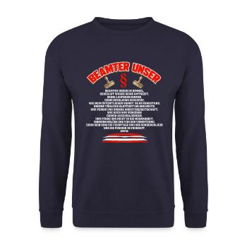 Beamter Unser - Lustiger Spruch für Beamten - Unisex Pullover - Navy - Vorne - Alina (178cm) & Michal (187cm)