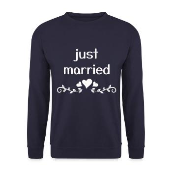 just married - Unisex Sweatshirt - navy - Front - Alina (178cm) & Michal (187cm)