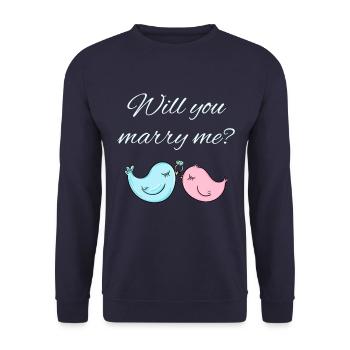 Wedding proposal - Unisex Sweatshirt - navy - Front - Alina (178cm) & Michal (187cm)