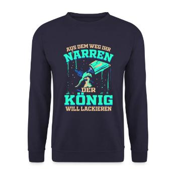 Der König will Lackieren Autolackierer & Lackierer - Unisex Pullover - Navy - Vorne - Alina (178cm) & Michal (187cm)