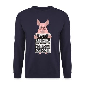 Alle Tiere Sind Gleich Manche Tiere sind gleicher - Unisex Pullover - Navy - Vorne - Alina (178cm) & Michal (187cm)