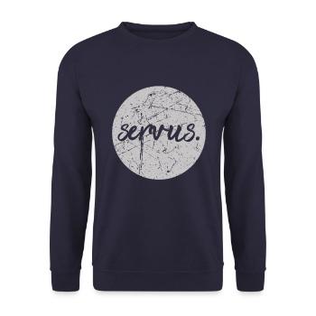Servus Gruß Hallo Bayern Österreich vintage - Unisex Pullover - Navy - Vorne - Alina (178cm) & Michal (187cm)