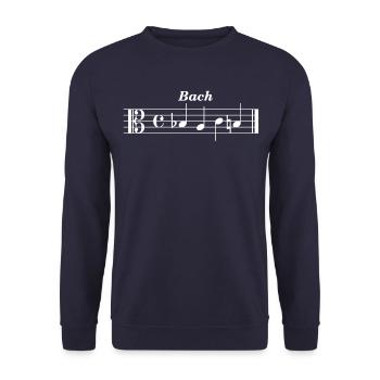 Johan Sebastian Bach Motiv als Noten - Unisex Pullover - Navy - Vorne - Alina (178cm) & Michal (187cm)