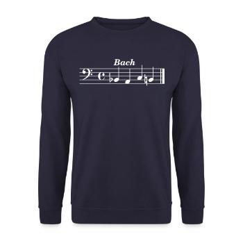 Johan Sebastian Bach Motiv als Noten - Unisex Pullover - Navy - Vorne - Alina (178cm) & Michal (187cm)