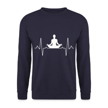 Yoga Buddha Heartbeat - Unisex Sweatshirt - navy - Front - Alina (178cm) & Michal (187cm)