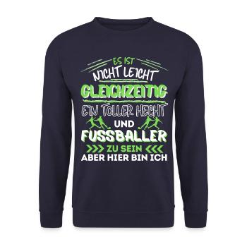 Fußballer Geschenk Fussball Spruch Fußballspieler - Unisex Pullover - Navy - Vorne - Alina (178cm) & Michal (187cm)
