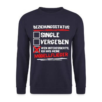 BEZIEHUNGSSTATUS - ICH HAB MEINE MODELLFLIEGER! - Unisex Pullover - Navy - Vorne - Alina (178cm) & Michal (187cm)