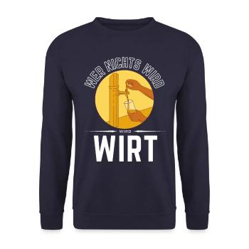 WER NICHTS WIRD - WIRD WIRT! - Unisex Pullover - Navy - Vorne - Alina (178cm) & Michal (187cm)