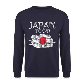 Japan Flag - Unisex Sweatshirt - navy - Front - Alina (178cm) & Michal (187cm)