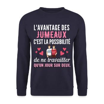 cadeau frère jumeau, t-shirt noir pour enfant - Sweat-shirt Unisexe - marine - Devant - Alina (178cm) & Michal (187cm)
