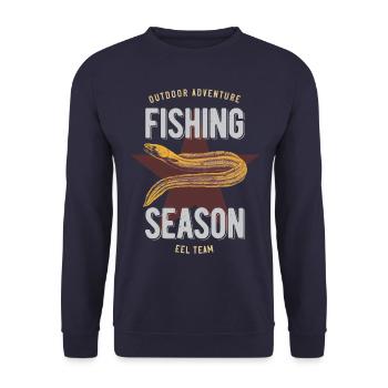 Eel fishing - Unisex Sweatshirt - navy - Front - Alina (178cm) & Michal (187cm)