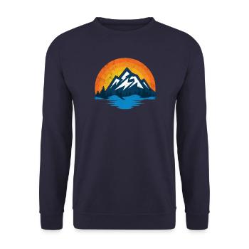 Mountains | Hiking | Outdoor | Nature | Alpen Vintage - Unisex Sweatshirt - navy - Front - Alina (178cm) & Michal (187cm)