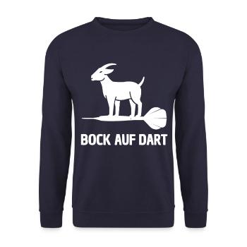 BOCK AUF DART - LUSTIGER DARTSPIELER DART SPRUCH - Unisex Pullover - Navy - Vorne - Alina (178cm) & Michal (187cm)