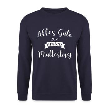 erster Muttertag - Unisex Pullover - Navy - Vorne - Alina (178cm) & Michal (187cm)