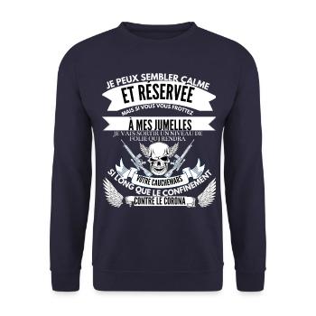 cadeaux future papa des jumelles, fête des pères - Sweat-shirt Unisexe - marine - Devant - Alina (178cm) & Michal (187cm)