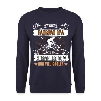 ICH BIN EIN FAHRRAD OPA! COOLES RADFAHRER BIKER - Unisex Pullover - Navy - Vorne - Alina (178cm) & Michal (187cm)