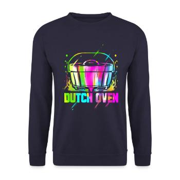 Dutch Oven Artwork - Dopfen Grillmeister Geschenk - Unisex Pullover - Navy - Vorne - Alina (178cm) & Michal (187cm)