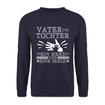 Vater und Tochter Geschenk - Unisex Pullover - Navy - Vorne - Alina (178cm) & Michal (187cm)