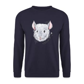 Retro Chinchilla Besitzer & Chinchilla Flüsterer - Unisex Pullover - Navy - Vorne - Alina (178cm) & Michal (187cm)