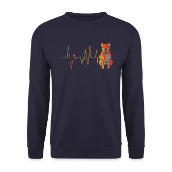 Pitbull Herzschlag Vintage Pit Bull Welpe Liebe - Unisex Pullover - Navy - Vorne - Alina (178cm) & Michal (187cm)