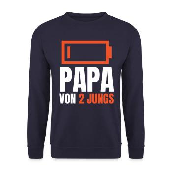 PAPA VON 2 JUNGS - Batterie Akku leer Vatertag - Unisex Pullover - Navy - Vorne - Alina (178cm) & Michal (187cm)