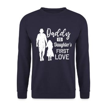 Vater und Tochter Geschenk - Unisex Pullover - Navy - Vorne - Alina (178cm) & Michal (187cm)