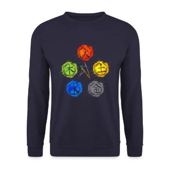 Qigong 5 Éléments Chakra Spirituel Zen Tai Chi - Sweat-shirt Unisexe - marine - Devant - Alina (178cm) & Michal (187cm)