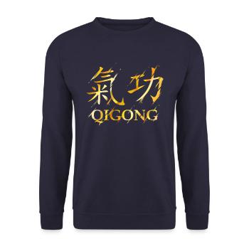 Qigong Symboles chinois Qi Gong Chakra Tai Chi - Sweat-shirt Unisexe - marine - Devant - Alina (178cm) & Michal (187cm)