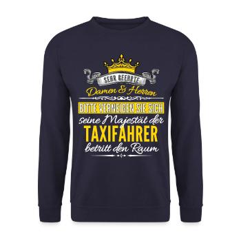 LUSTIGER TAXIFAHRER, CHAUFFEUR & FAHRER SPRUCH - Unisex Pullover - Navy - Vorne - Alina (178cm) & Michal (187cm)