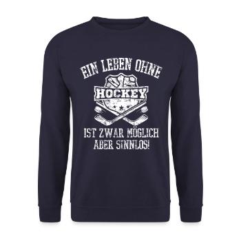 Hockey Eishockey Spruch - Unisex Pullover - Navy - Vorne - Alina (178cm) & Michal (187cm)