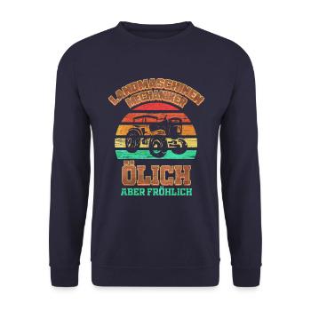 Agricultural machinery mechanic Ölich but cheerful retro - Unisex Sweatshirt - navy - Front - Alina (178cm) & Michal (187cm)