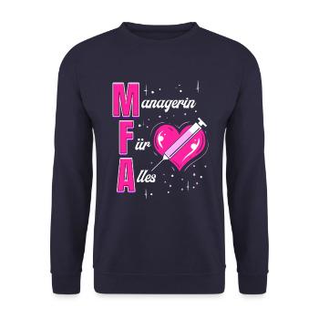 Manager for Everything - Medical Assistant - Unisex Sweatshirt - navy - Front - Alina (178cm) & Michal (187cm)