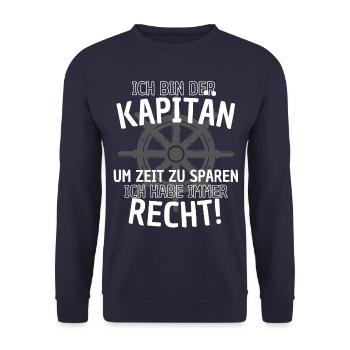 Kapitän Spruch Herren Boot Segler Nautik Motorboot - Unisex Pullover - Navy - Vorne - Alina (178cm) & Michal (187cm)