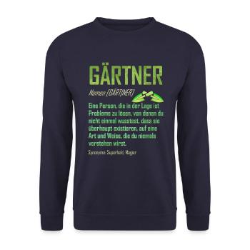 Gärtner Lustige Definition - Garten & Gartenarbeit - Unisex Pullover - Navy - Vorne - Alina (178cm) & Michal (187cm)