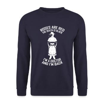 Roses are Red I'm a Doctor and I'm Back Pestdoktor - Unisex Pullover - Navy - Vorne - Alina (178cm) & Michal (187cm)