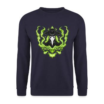 Plague doctor in poison cloud - Vintage Plague Doctor - Unisex Sweatshirt - navy - Front - Alina (178cm) & Michal (187cm)