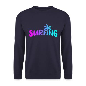 Surfing Retro - Unisex Sweatshirt - navy - Front - Alina (178cm) & Michal (187cm)
