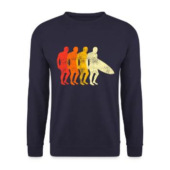 Retro Surfing Surfer - Unisex Sweatshirt - navy - Front - Alina (178cm) & Michal (187cm)