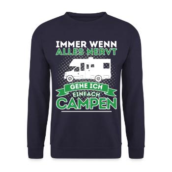 WENN ALLES NERVT, GEHE ICH CAMPEN! DAS CAMPER & - Unisex Pullover - Navy - Vorne - Alina (178cm) & Michal (187cm)