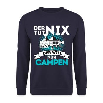 DER TUT NIX - DER WILL NUR CAMPEN! CAMPER & - Unisex Pullover - Navy - Vorne - Alina (178cm) & Michal (187cm)