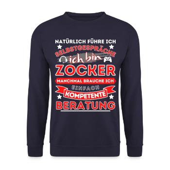 Der PC Zocker und Konsolen Gamer Spruch zum Zocken - Unisex Pullover - Navy - Vorne - Alina (178cm) & Michal (187cm)